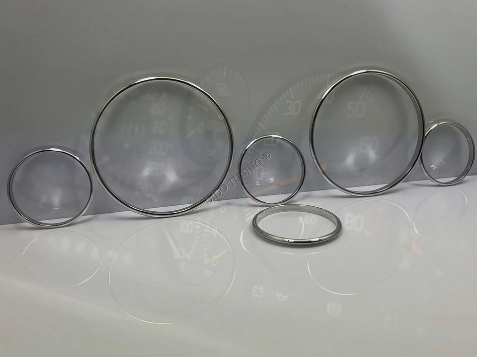 For Fiat Uno Turbo mk2 1990-1996 Chrome Gauge Trim Dial Rings Polished Alloy X6 - Image 2 of 4