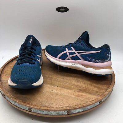 ASICS スエード ブルースニーカー　24センチ Asics Womens Gel Nimbus 24 1012B201 Blue Pink Running Shoes