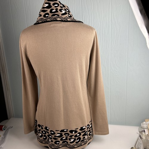 Serengetti Sweater Women's Small Tan Animal Print Cowl Neck Tunic Acrylic - Bild 3 von 8