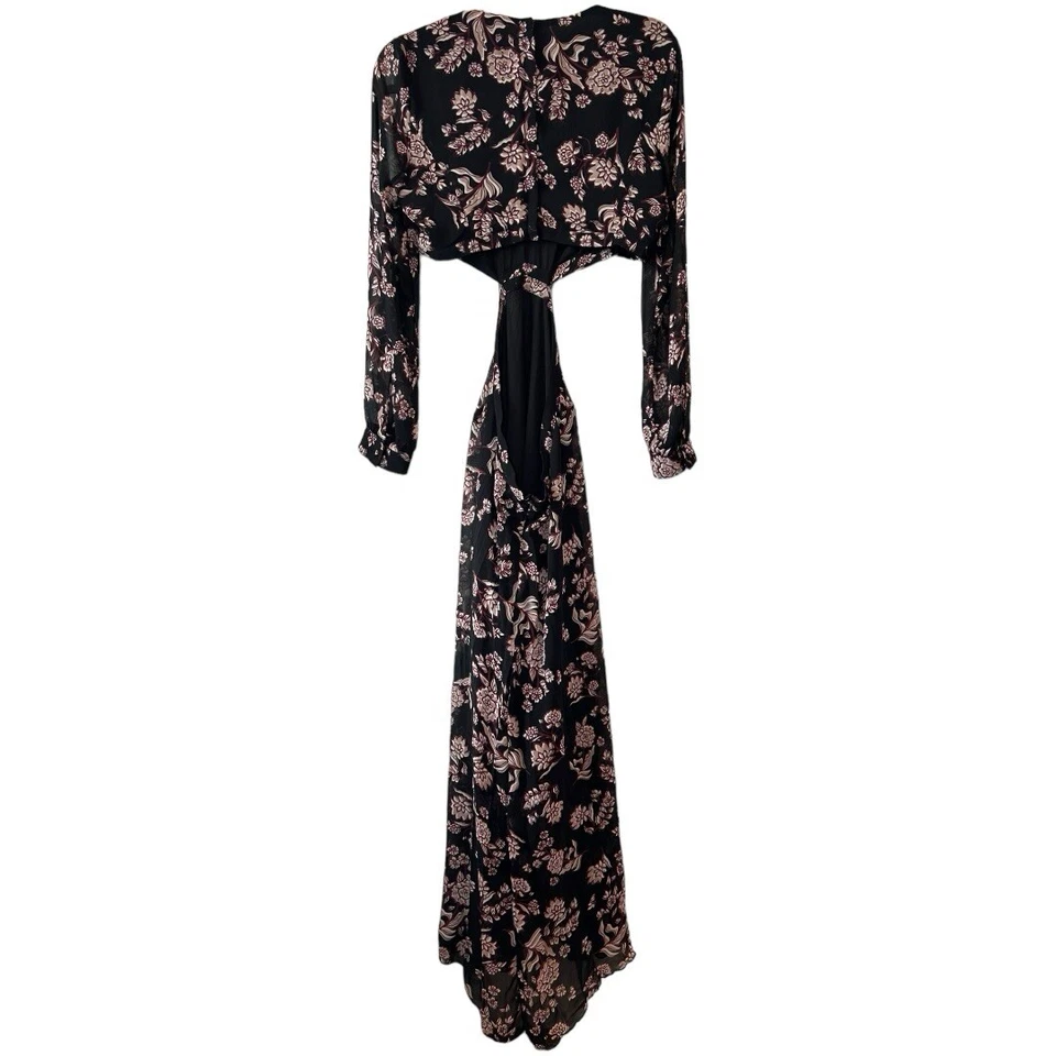 Bardot Women's Long Sleeve Floral Cut Out Maxi Dress Sz 8 - Image 4 of 4