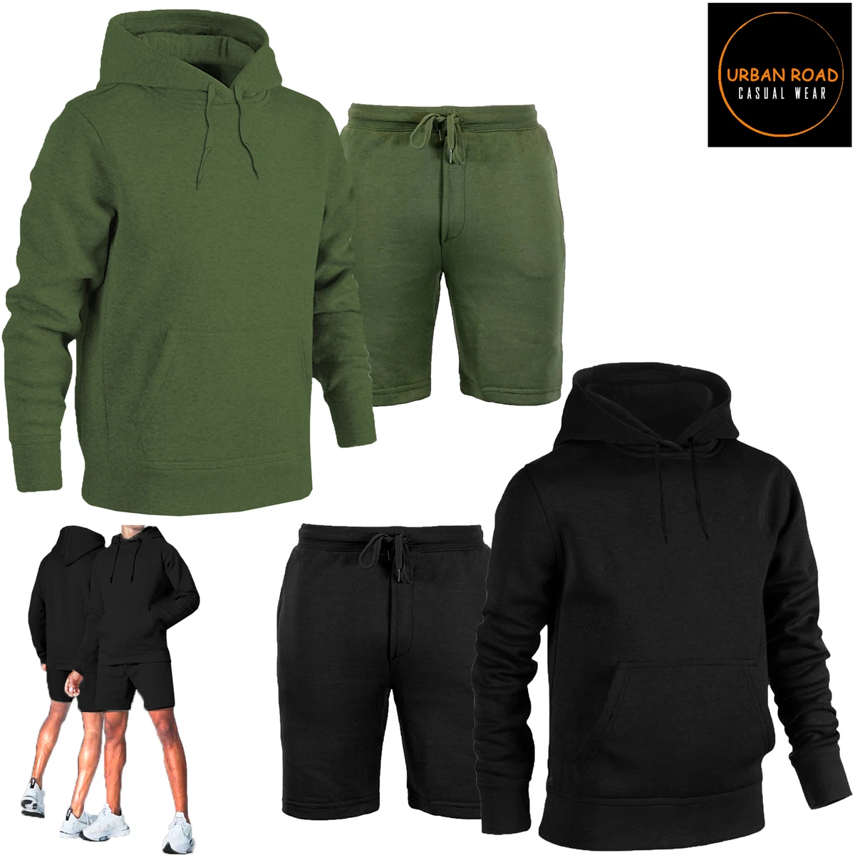 Shorts and hoodie set mens discount
