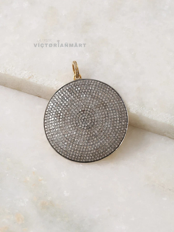 Colgante de plata de ley 925 con polki y pavé de diamantes en forma de estrella regalo Foto 3 de 4