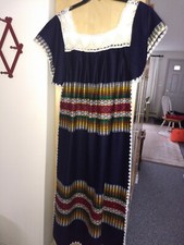 Women Long Maxi Dress with lace collar and two sides-slits