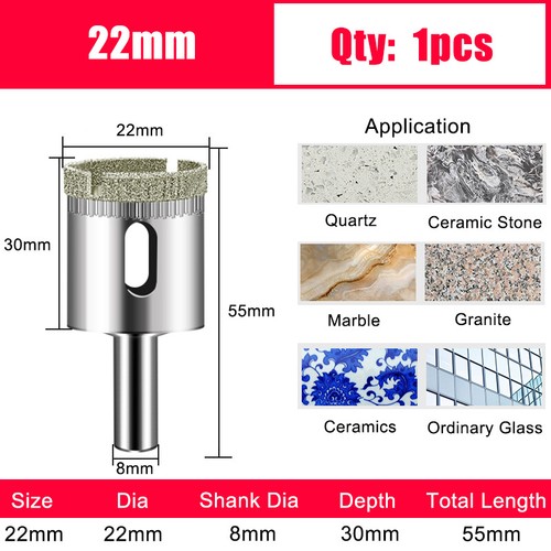 3-200mm Diamond Hole Saw Cutter Drill Bits For Tile Glass Ceramics Marble Stone - Picture 22 of 55