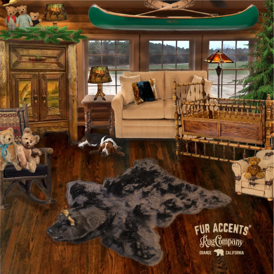 Plush Brown Bear Skin Area Rug, Plush Faux Fur, Realistic, Life Size - Image 4 of 4