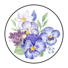 30 PRETTY FLORAL FLOWERS ENVELOPE SEALS LABELS STICKERS 1.5" ROUND SPRING SUMMER