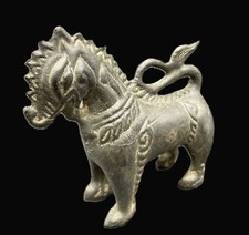 Antique Vintage Asian Thai Singha Lion Figure Temple Guardian Cast Statue Horse