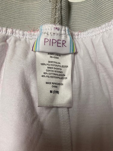 Piper Girls Skort Size M-(7-8) Pink/Silver/White, Layered, Elastic Waist - Picture 4 of 5