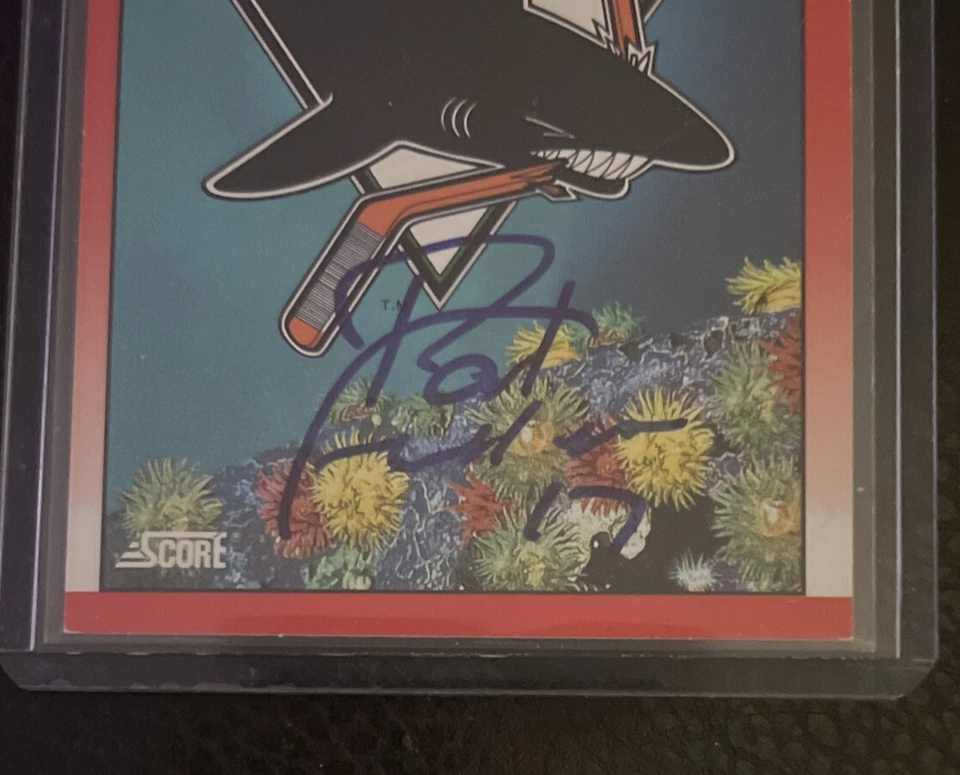 Pat Falloon 1991 Score San Jose Shark Attack autógrafo automático Foto 2 de 3
