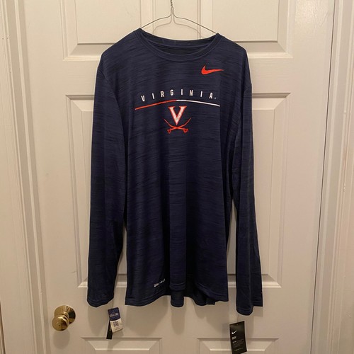Neu mit Etikett Virginia UVA Cavaliers Football Team Issued Nike langärmliges blaues T-Shirt XL