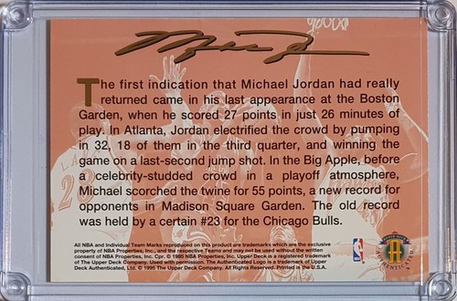 1995 Upper Deck Michael Jordan JUMBO /45000 Return to the NBA - Rare - Picture 3 of 3
