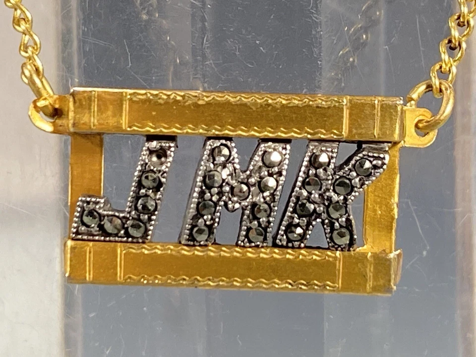 American Swank галстук зажим с бриллиант инкрустированный инициалы чтения «JMK» украшение - Изображение 2 из 4