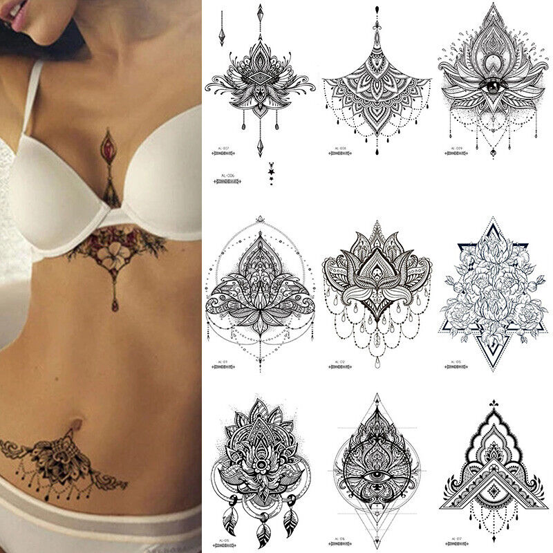 Women Temporary Body Art Tattoo Under Breast Totem Waterproof Tattoo Stickers