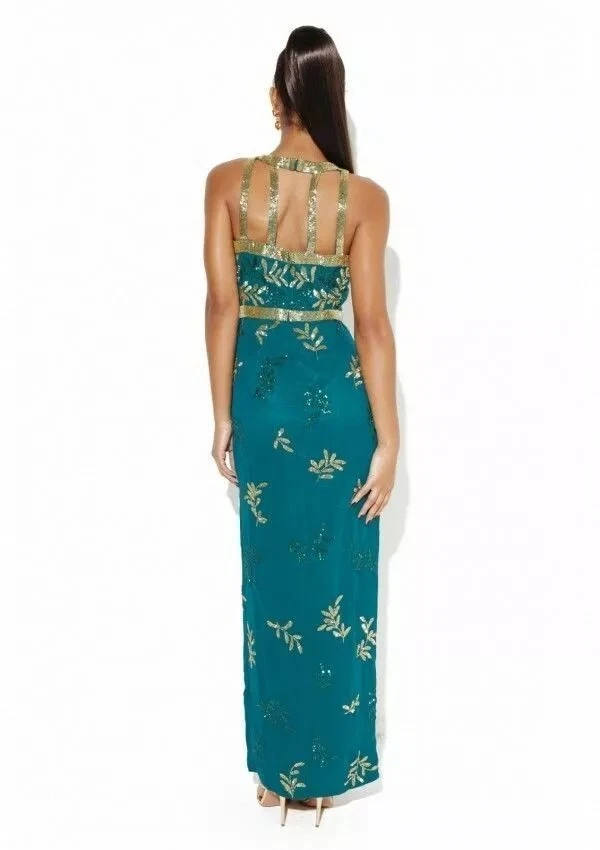 Virgos Lounge Verde Maxi Vestido UK8 EUR36 US4 - Imagen 2 de 4
