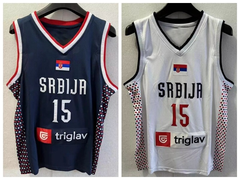 Nueva camiseta #15 Jokic Jokić equipo Srbija Serbia camiseta de baloncesto cosida para hombre