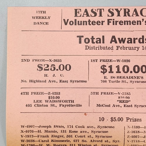 1938 Stampa Pubblicità East Syracuse New York Pompieri Benefit Danza Volantino San Valentino - Foto 2 di 14