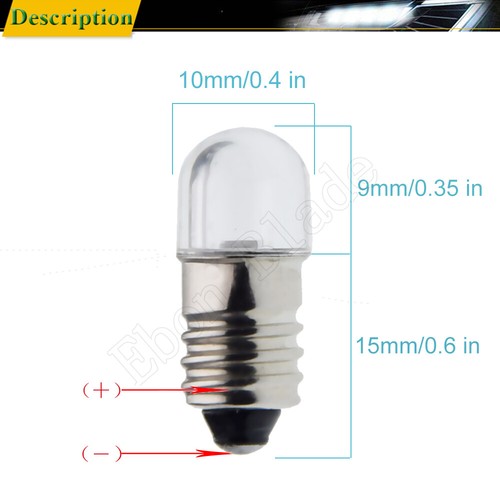 2 x Positive Earth 3V E10 2835 LED Warm White Torch Flashlight Bulb Replace Lamp - Picture 3 of 7