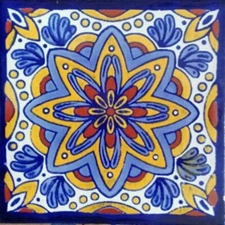 C#124) MEXICAN TILES CERAMIC HAND MADE SPANISH INFLUENCE TALAVERA MOSAIC ART