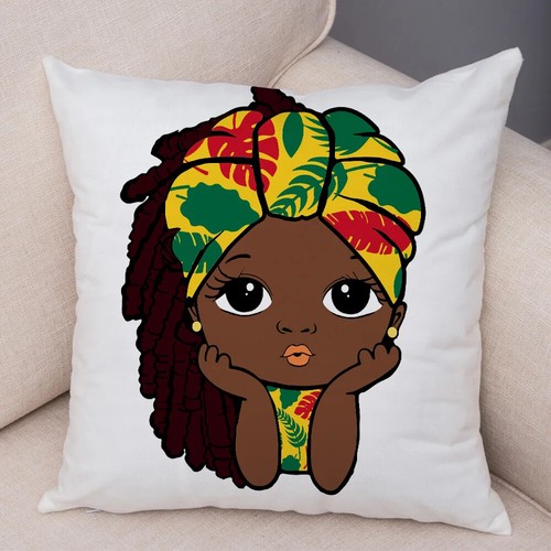 Both Sided Cartoon African Baby Girl Pillow Case Soft Plush Cushion Cover - Picture 39 of 67