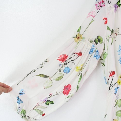 Parker Silk Shona Balloon Sleeve Floral Mini Dress Ivory S - 第 3/8 張圖片