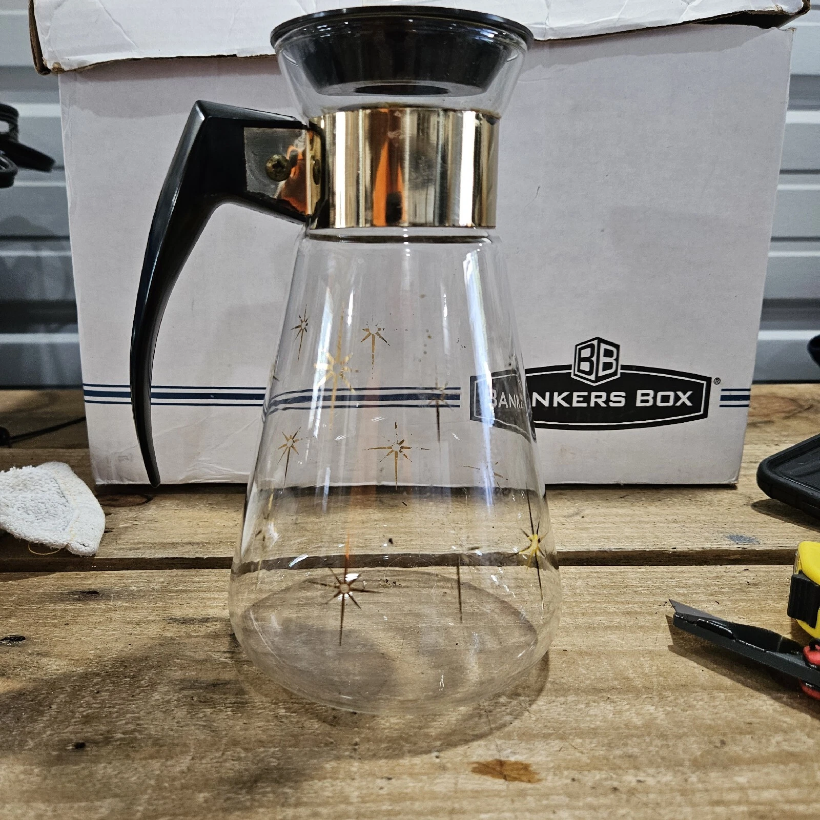 Vintage Pyrex Corning Atomic Star Burst Coffee Pot Carafe 4 Cup Heat Proof Glass