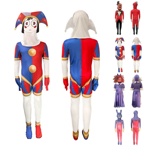 Hot THE AMAZING DIGITAL CIRCUS Cosplay Costume Kids Jax Pomni Fancy Dress 2024 u - Picture 4 of 23