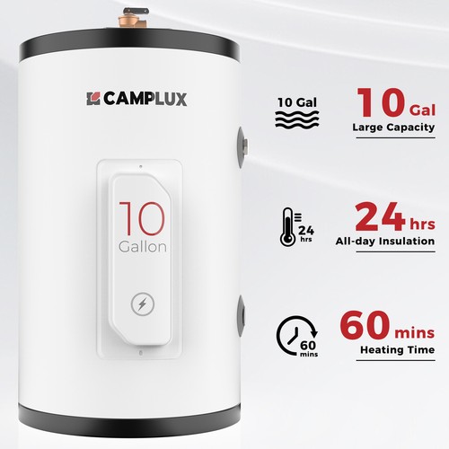 Camplux 10 Gal Tank Electric Water Heater 120V Whole House Hot Water System RV - Picture 5 of 9