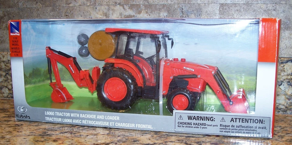 Newray L6060 Tractor w/ Backhoe & Loader, Battery Operated Model, SS-33123A 1:18 - Image 2 of 4