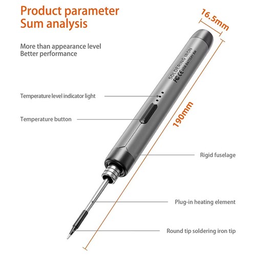Soldering Iron Kit Portable Rechargeable Adjustable Temperature Soldering Pen - Picture 6 of 22
