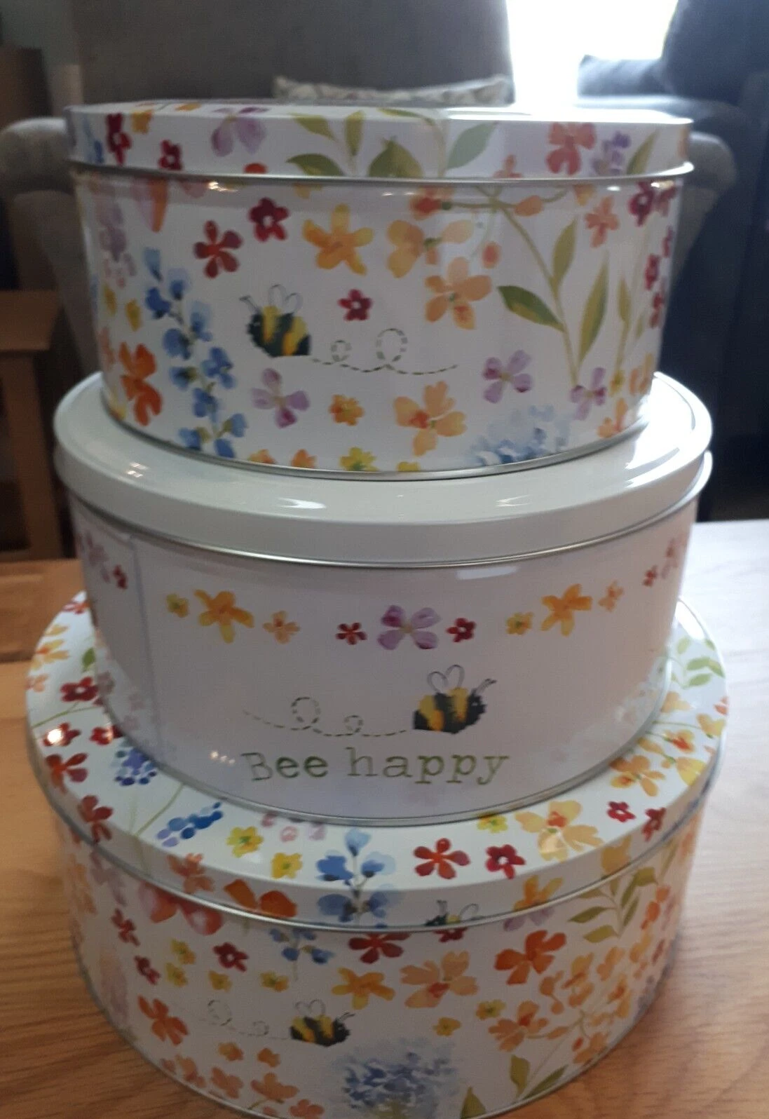 Cooksmart Bee Happy Collection Set of 3 round Cake Tins. Bumble bees floral
Opens in a new window or
