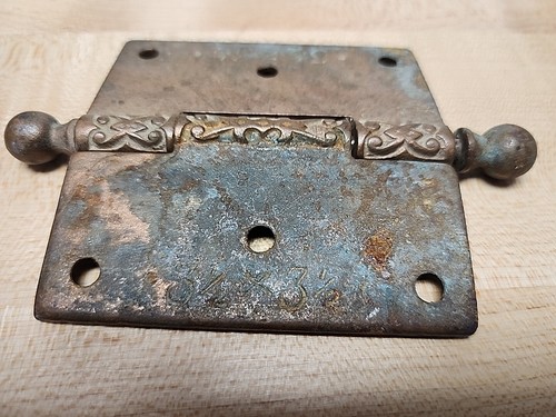 Antique Vintage Eastlake Victorian Cast Iron Cannon Ball Hinge 3 1/2" X 3 1/2 - Picture 4 of 6