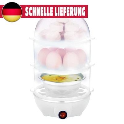 110V/220V Electric Egg Boiler 3-Layer Automatic Corn Steamer Egg Poacher (White)