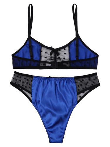 Men See Through Satin Lingerie Set Bra Top with Briefs Thong Underwear Nightwear - Picture 20 of 34
