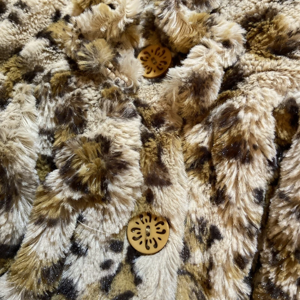 Abrigo para niña talla 6 Widgeon peludo cálido estampado de leopardo Foto 2 de 4