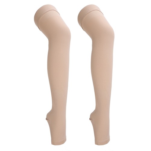 23-32mmHg Compression Stockings Open Toe Thigh High Graduated Compression Sock - Picture 18 of 23