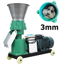 3mm Plate Animal Feed Pellet Mill Machine 3 Head Rollers Feeding Machine 220V