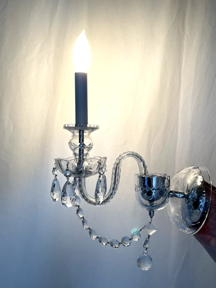 Par de Apliques de Pared de Cristal Checo PRECIOSA Nuevos De Colección Estilo Victoriano Art Deco Ornamentado Foto 2 de 4