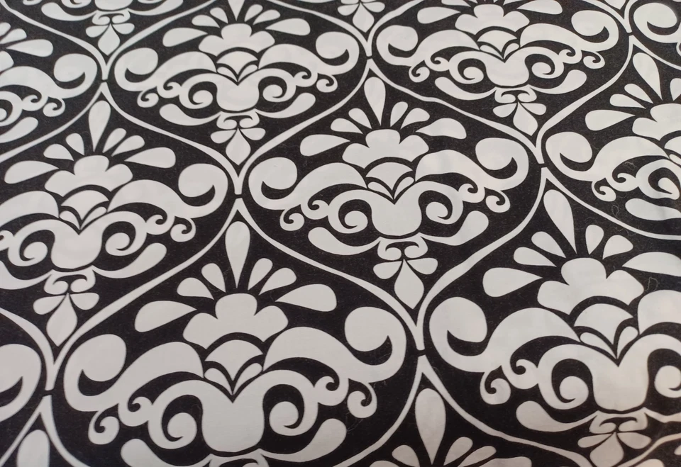 3 Yds MICHAEL MILLER Divine Damask Fabric, Black/White for Quilting, Drapes, BTY - Image 2 of 3