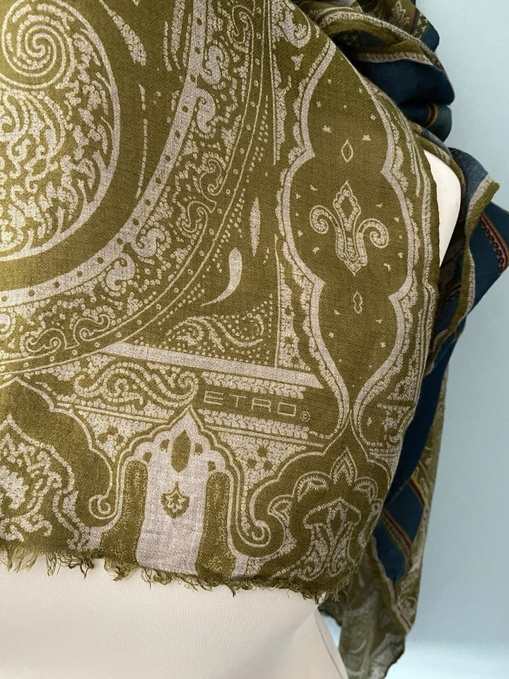 S28#Etro Rectángulo Multicolor Modal/Cachemira Bufanda 56/27nch Hecho en Italia Foto 4 de 4