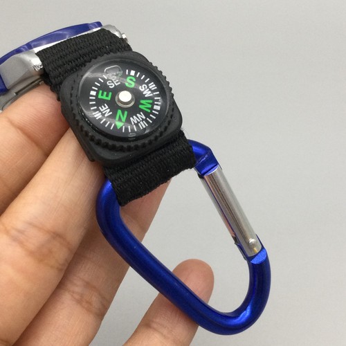 Great Carabiner Digital Watch Mens 41mm Silver Tone Blue Black New Battery - Picture 10 of 15