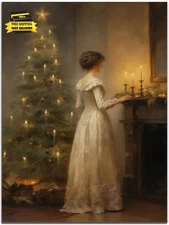 Vintage Christmas Tree Wall Art Canvas Print Victorian Christmas Holiday Wall De