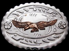 JF13106 VINTAGE 1970s BALD EAGLE SILVERTONE WESTERN STYLE BELT BUCKLE