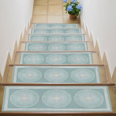 Rubber Non-Slip Backing 15pcs Round Pattern Rugs, Runner Rugs, Non-Slip Stair
