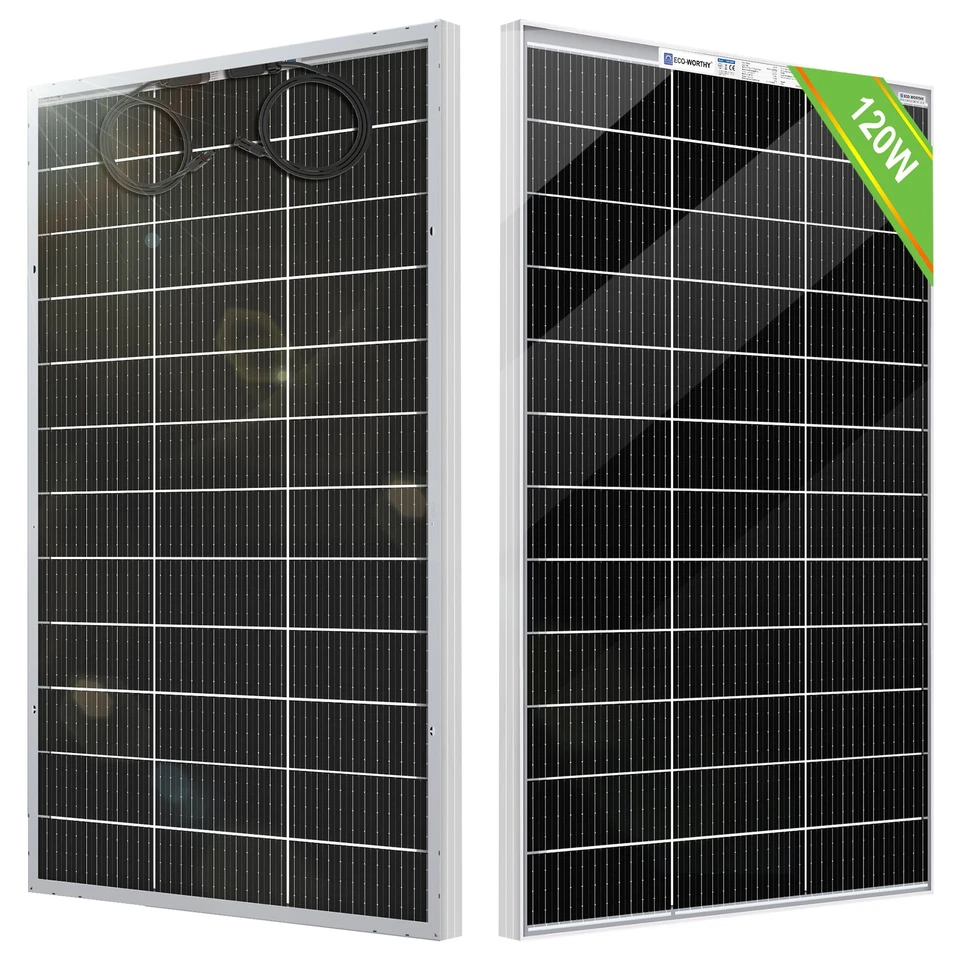 ECO-WORTHY 120W Bifaziale Solarpanel Glas Glas Solarmodul Monokristallin 12V für Solar Kit