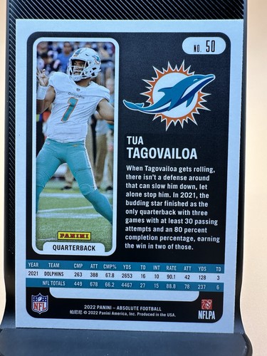 TUA TAGOVAILOA #50 2022 PANINI ABSOLUTE DOLPHINS GREEN - Picture 3 of 4