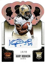 KHIRY ROBINSON 2013 CROWN ROYALE ROOKIE SIGNATURES BRONZE HOLOFOIL #159 14/99