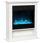 Electric Fireplace Heater Faux Flame Remote Thermostat Timer Freestanding White 