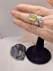 Prehnite Rectangular Stone and Silver Ring Size 7 — photo 3
