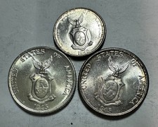 1945 10c, & 20c US-Philippines  Silver Coins 3 pcs UNC/BU- lot#28