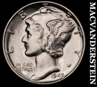 1945 Mercury Dime- Silver- Choice Gem Brilliant Uncirculated+++++ Luster #J5146